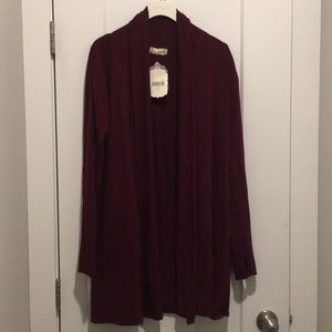 Long Open Cardigan, Size-M/L, Burgundy